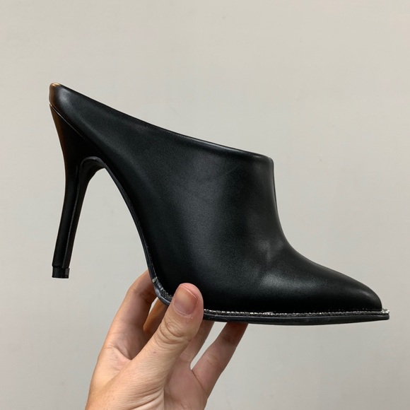 Black Rhinestone Trim mule heel - Picture 2 of 7